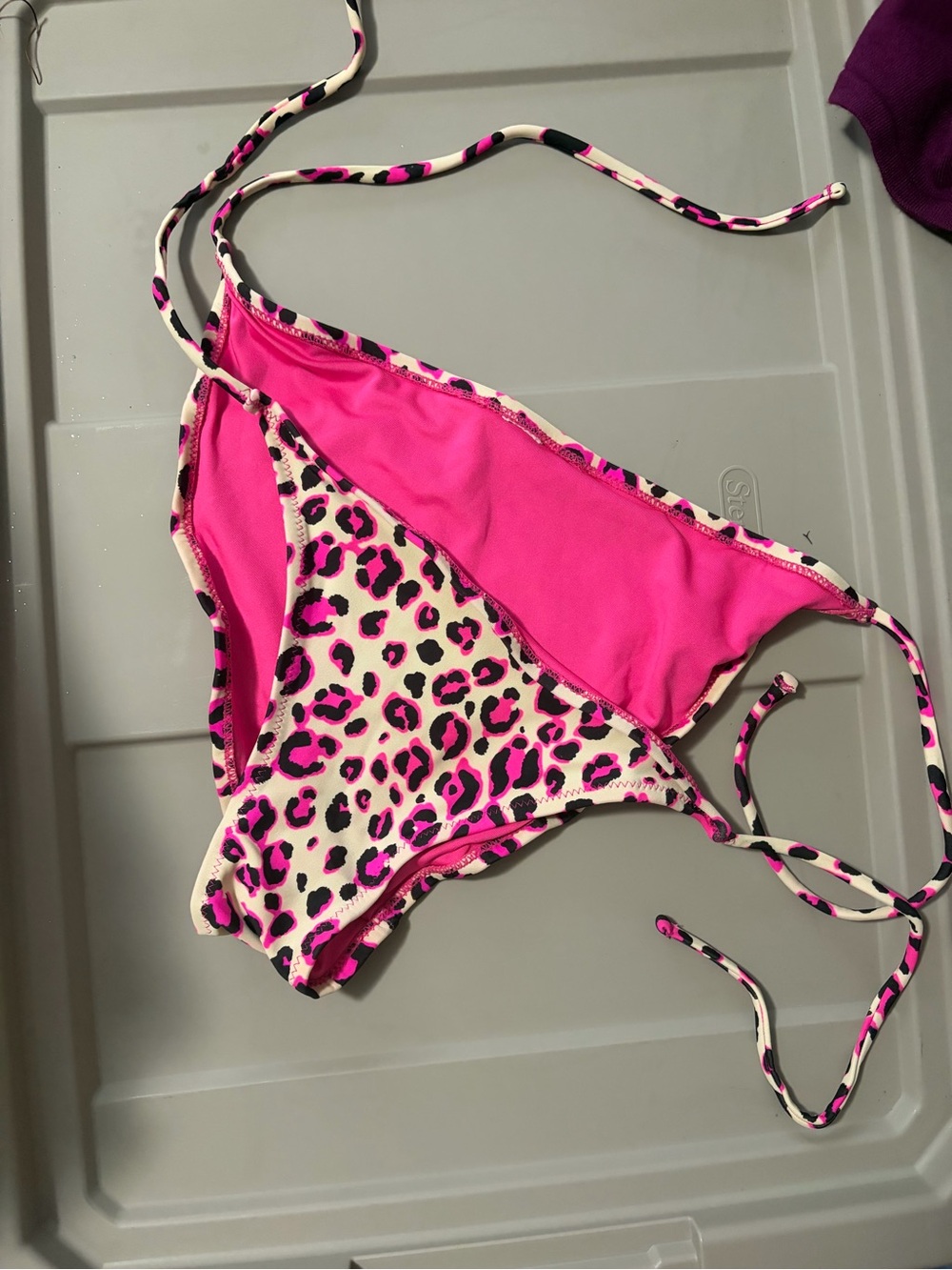 Women’s Pink Leopard Print Bikini Bottom - Bright Pink
